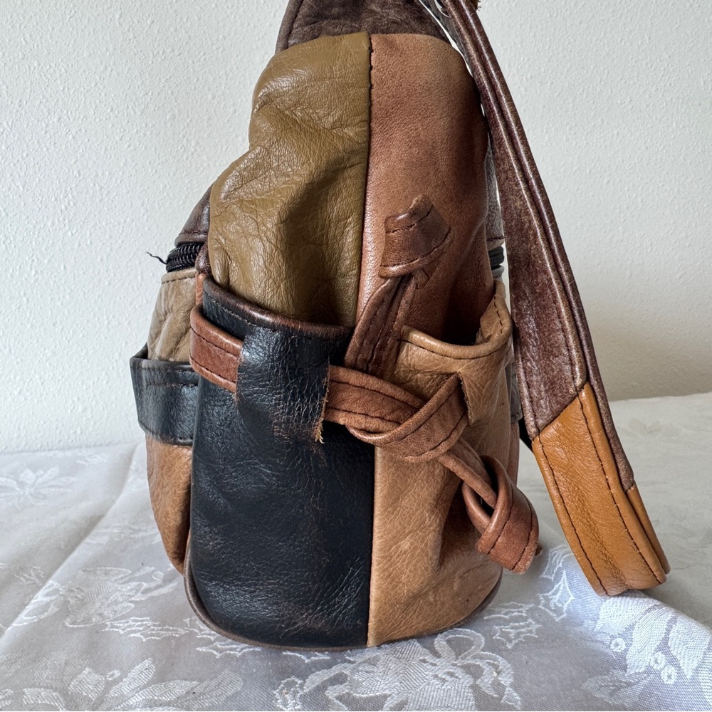 Patchwork Leather Shoulder Bag Multi Pocket Purse - image 8